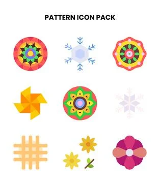 Pattern Flat Set Icons Pack Stock Illustration