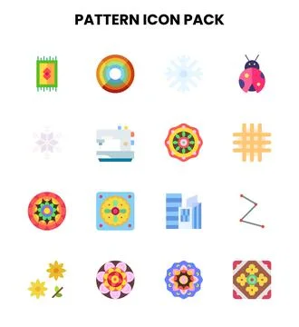 Pattern Flat Vector Icons Pack Stock Illustration
