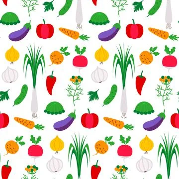 Pattern flat with vegetables Stock Illustration