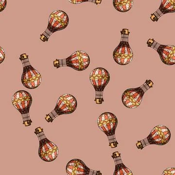 Pattern flight hot air balloon sketch hand drawn Stock Illustration
