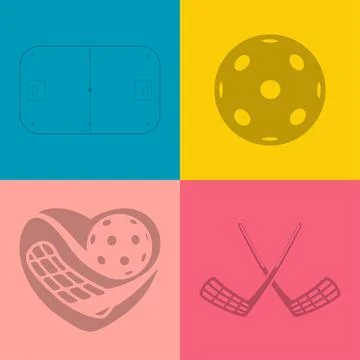Pattern floorball equipment. pattern abstract floorball heart and other Stock Illustration