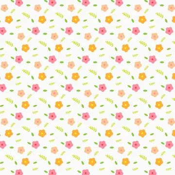 Pattern with flora and leaves on white background. Stock Illustration