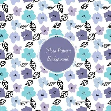 Pattern with flora and leaves on white background. Stock Illustration