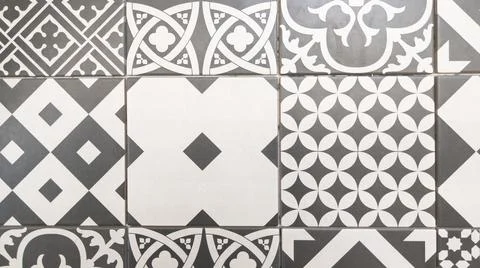 Pattern floral Azulejo patchwork mosaic tile wallpaper vintage retro backgrou Stock Photos