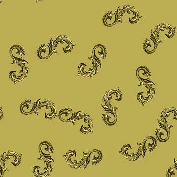 Pattern floral baroque victorian border sketch hand drawn black イラスト素材