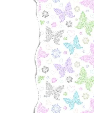 Pattern with floral butterflies Stock Illustration