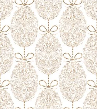 Pattern with floral easter eggs Stock Illustration