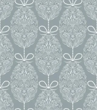 Pattern with floral easter eggs Stock Illustration