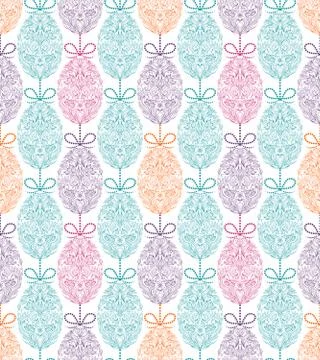 Pattern with floral easter eggs Stock Illustration