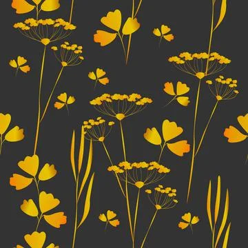 Pattern floral with Field flowers. Background witch wild Meadow Herbs Stock Illustration