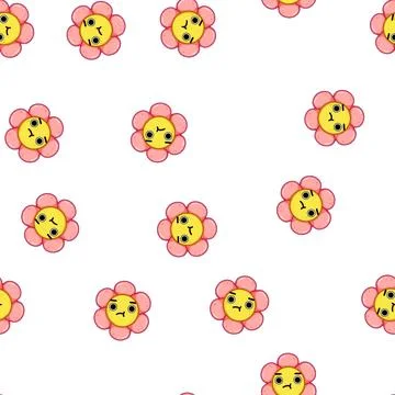 Pattern floral flower character cartoon vector 스톡 일러스트