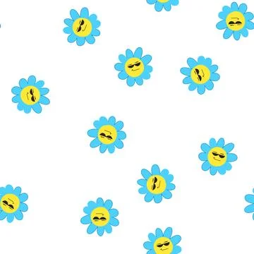 Pattern floral flower face cartoon vector 스톡 일러스트