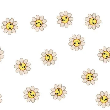 Pattern floral flower face cartoon vector Stock Illustration