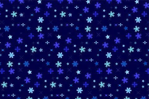 Pattern with floral geometric elements in blue tones. abstract background Stock Illustration