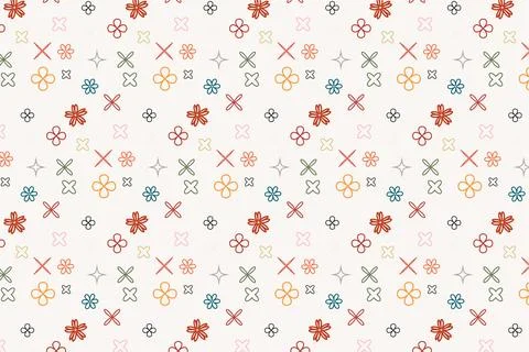 Pattern with floral geometric elements in retro tones,abstract background Stock Illustration