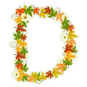 Pattern floral letter D Pattern letter made from flowers and leaves Copyri... Stock Photos