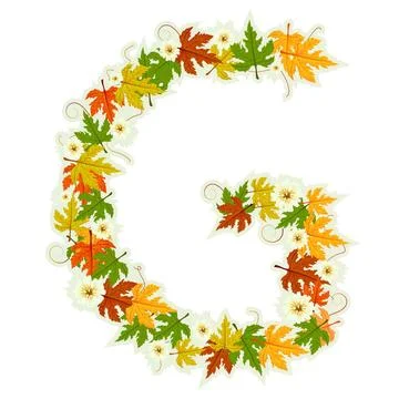 Pattern floral letter G Pattern letter made from flowers and leaves Copyri... Foto stock