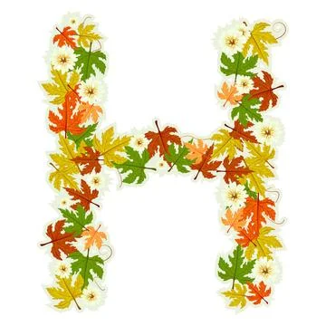 Pattern floral letter H Pattern letter made from flowers and leaves Copyri... 스톡 사진