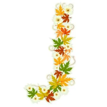 Pattern floral letter J Pattern letter made from flowers and leaves Copyri... 스톡 사진