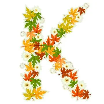 Pattern floral letter K Stock Illustration