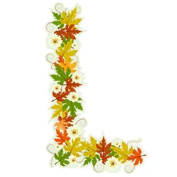 Pattern floral letter L Pattern letter made from flowers and leaves Copyri... Stock Photos