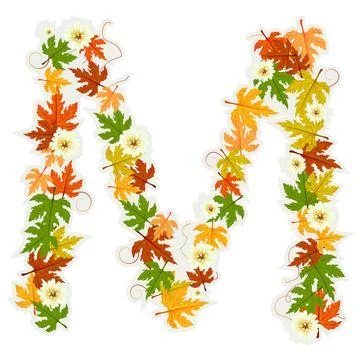 Pattern floral letter M Pattern letter made from flowers and leaves Copyri... Stock Photos