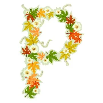 Pattern floral letter P Pattern letter made from flowers and leaves Copyri... Stock Photos