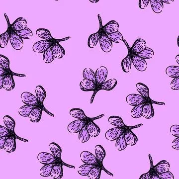 Pattern floral lilac sketch hand drawn Stock Illustration