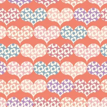 Pattern with floral patterned hearts shapes Stock Illustration