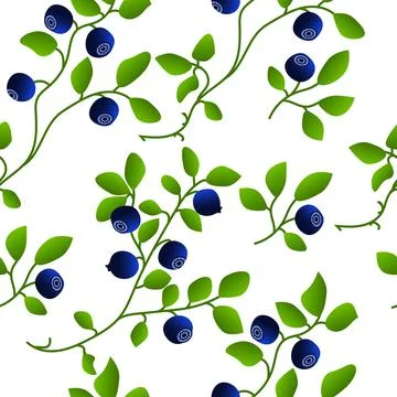 Pattern floral witch blueberries. Stock Illustration
