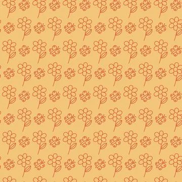 Pattern with flower and butterfly Ilustración de archivo