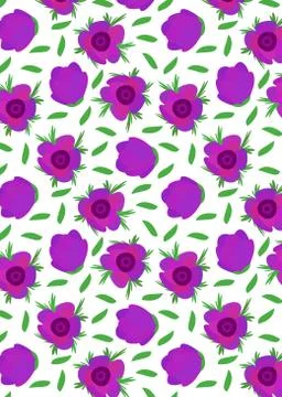 Pattern with flower Anemone, pink spring flower with stem Illustrazione stock