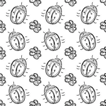 Pattern flower beetle sketch Stock Illustration