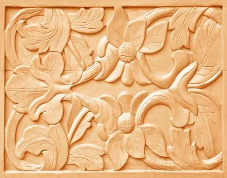 Pattern of flower carved Stock Photos