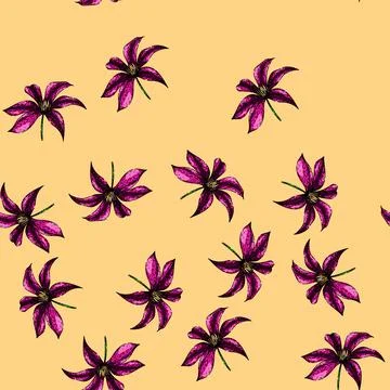 Pattern flower clematis sketch hand drawn Illustrazione stock