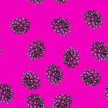 Pattern flower dahlia sketch hand drawn Stock Illustration