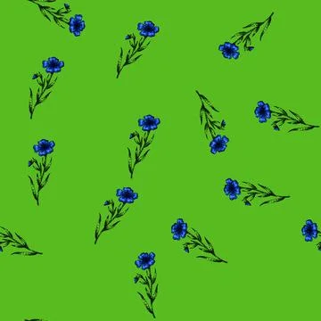 Pattern flower flax sketch hand drawn Stock Illustration