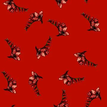 Pattern flower freesia sketch hand drawn Stock Illustration