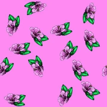 Pattern flower hibiscus sketch hand drawn Stock Illustration
