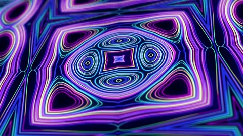 Pattern as flower or star. 4k abstract looped bg with grows rainbow colors lines Stock Footage 147846780