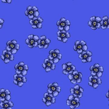 Pattern flower violet sketch hand drawn Illustrazione stock
