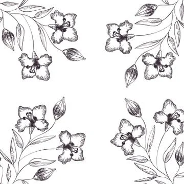 Pattern flowers and leafs isolated icon 스톡 일러스트