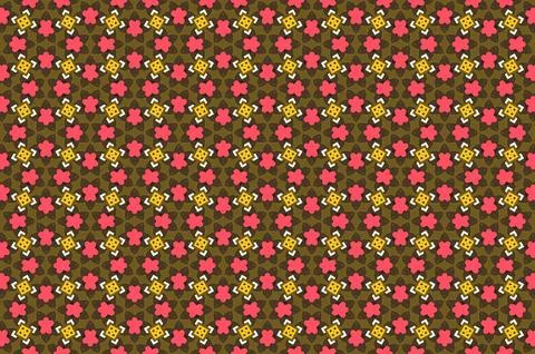 A pattern of flowers and leaves in a brown and pink color scheme Stock Illustration