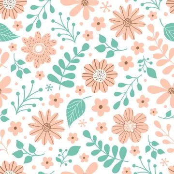 Pattern with flowers and leaves 스톡 일러스트
