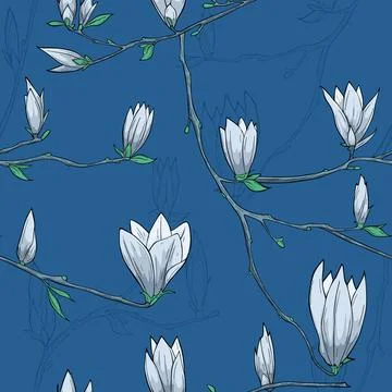 Pattern with flowers and leaves Stock Illustration