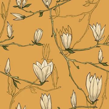 Pattern with flowers and leaves Stock Illustration