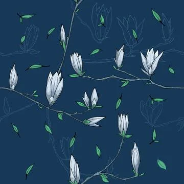 Pattern with flowers and leaves Stock Illustration