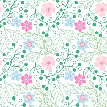 Pattern flowers and leaves PINK Stock Illustration