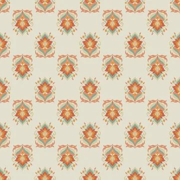 A pattern of flowers and leaves in a variety of colors Stock Illustration