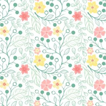 Pattern flowers and leaves YELLOW Stock Illustration